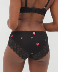 Hipster Panty with Enchanting Lace - FLOATING HEARTS BLACK RED | Soma Women