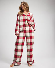 Velvet Piped Relaxed Pajama Pant - WINTER PLAID RED | Soma Women