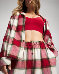 Velvet Piped Relaxed Pajama Pant - WINTER PLAID RED | Soma Women