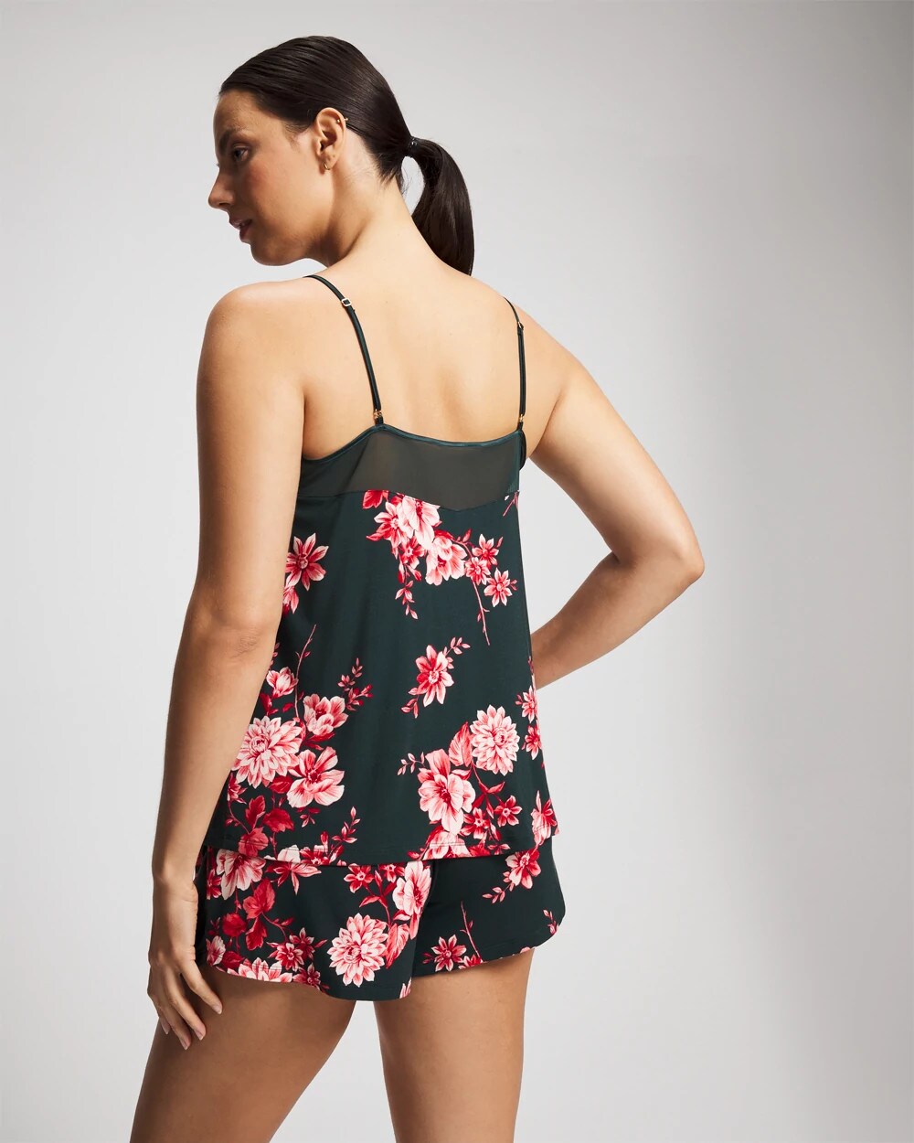 Mesh Trim Pajama Cami - COTTAGE FLORAL GREEN | Soma Women