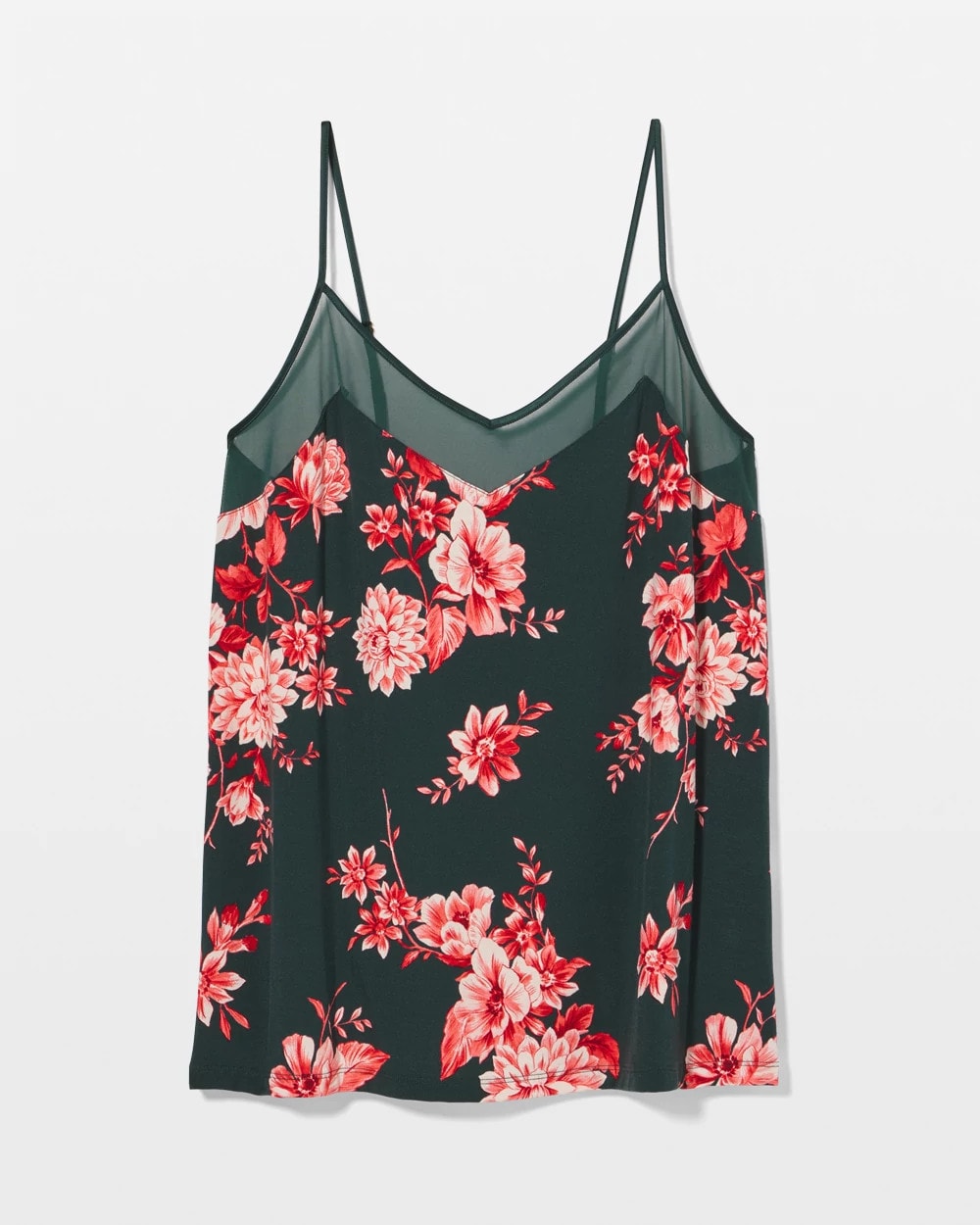 Mesh Trim Pajama Cami - COTTAGE FLORAL GREEN | Soma Women