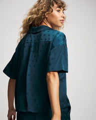 Jacquard Dot Relaxed Notch Collar Pajama Top - DRAMA DOTS DARK HARBOUR | Soma Women