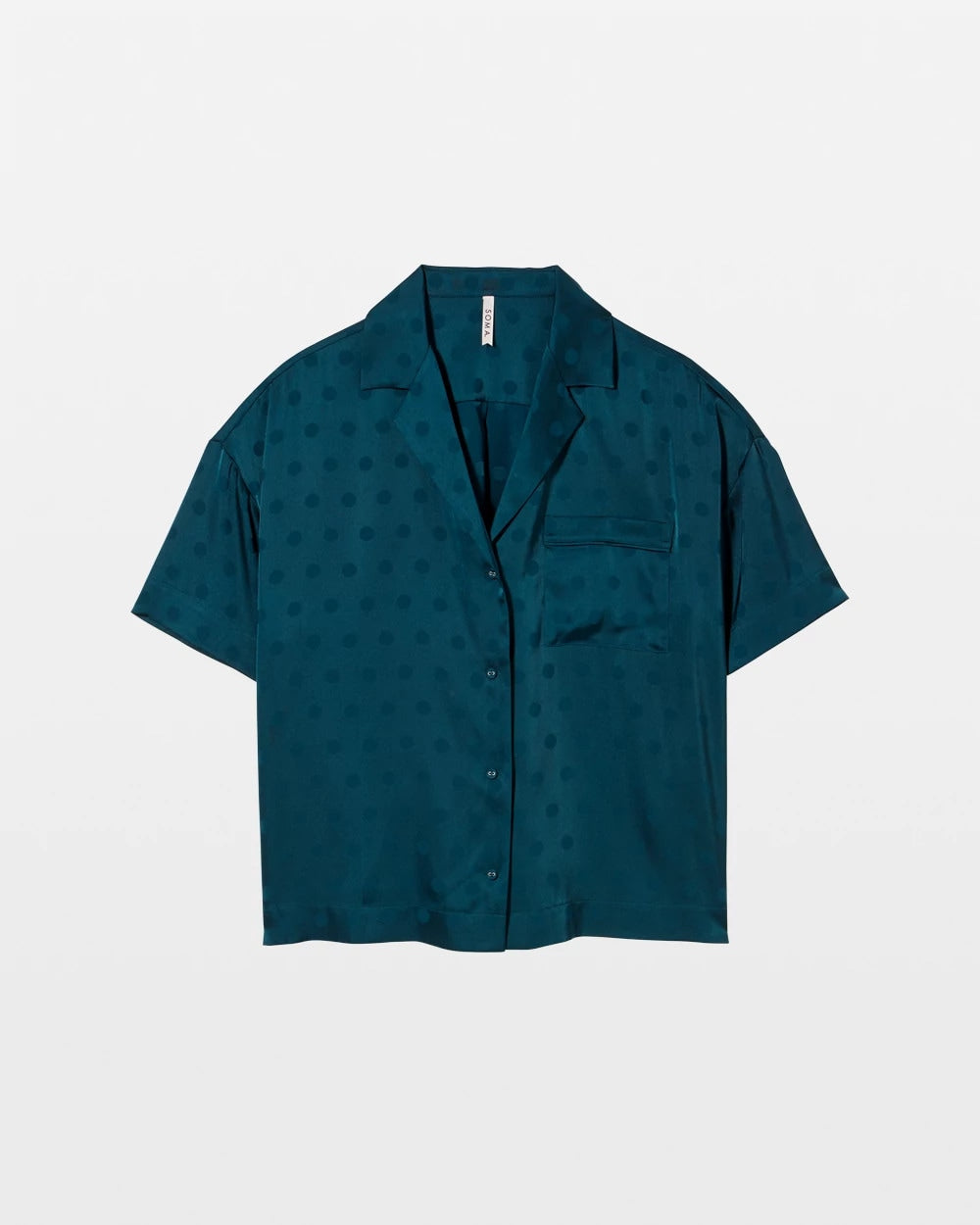 Jacquard Dot Relaxed Notch Collar Pajama Top - DRAMA DOTS DARK HARBOUR | Soma Women
