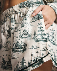 Piped Boxer Pajama Short - ENCHANTED TOILE GREEN | Soma Women
