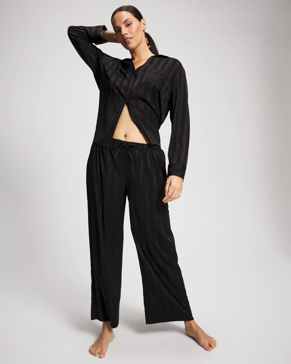 Shadow Stripe Pajama Pant - BLACK | Soma Women