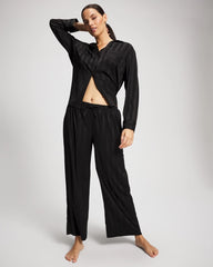 Shadow Stripe Pajama Pant - BLACK | Soma Women