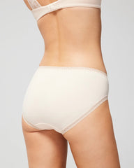Cotton High-Leg Brief Panty with Lace Trim - PALE SAND | Soma Women