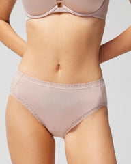 Cotton High-Leg Brief Panty with Lace Trim - ADOBE ROSE | Soma Women