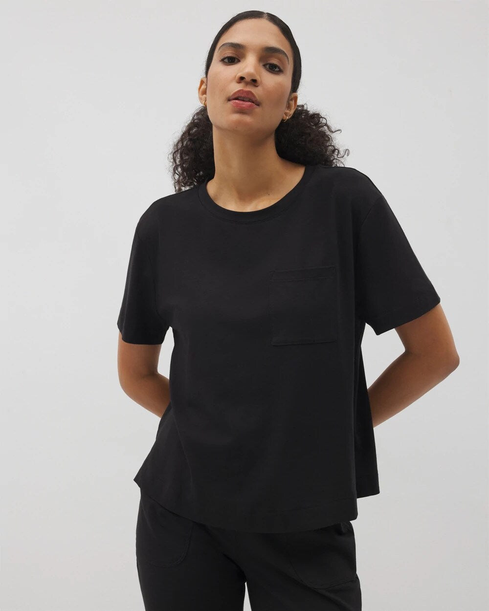 Short-Sleeve Pocket Pajama Tee - BLACK | Soma Women