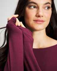 Ruched Long Sleeve Pajama Tee - VELVET PLUM | Soma Women