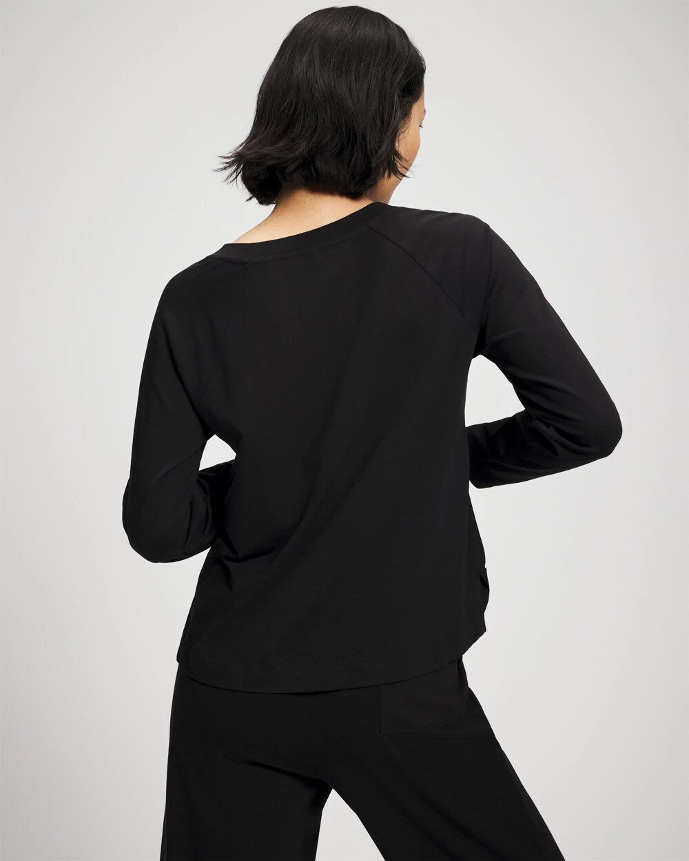 Most Loved Cotton Long Sleeve Pajama Tee - BLACK | Soma Women