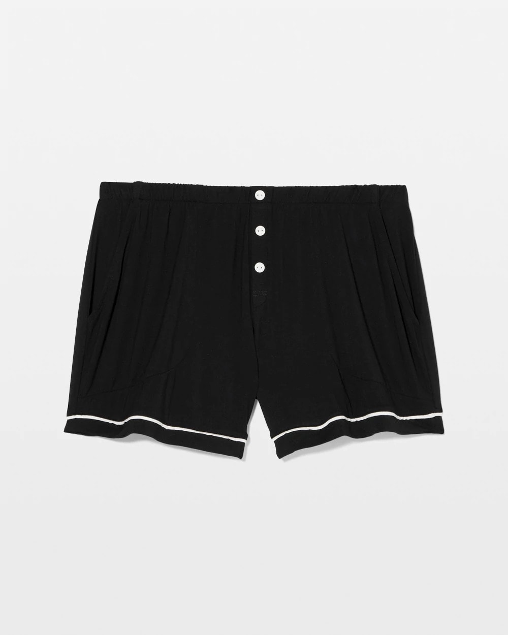 Solid Piped Pajama Shorts - BLACK | Soma Women
