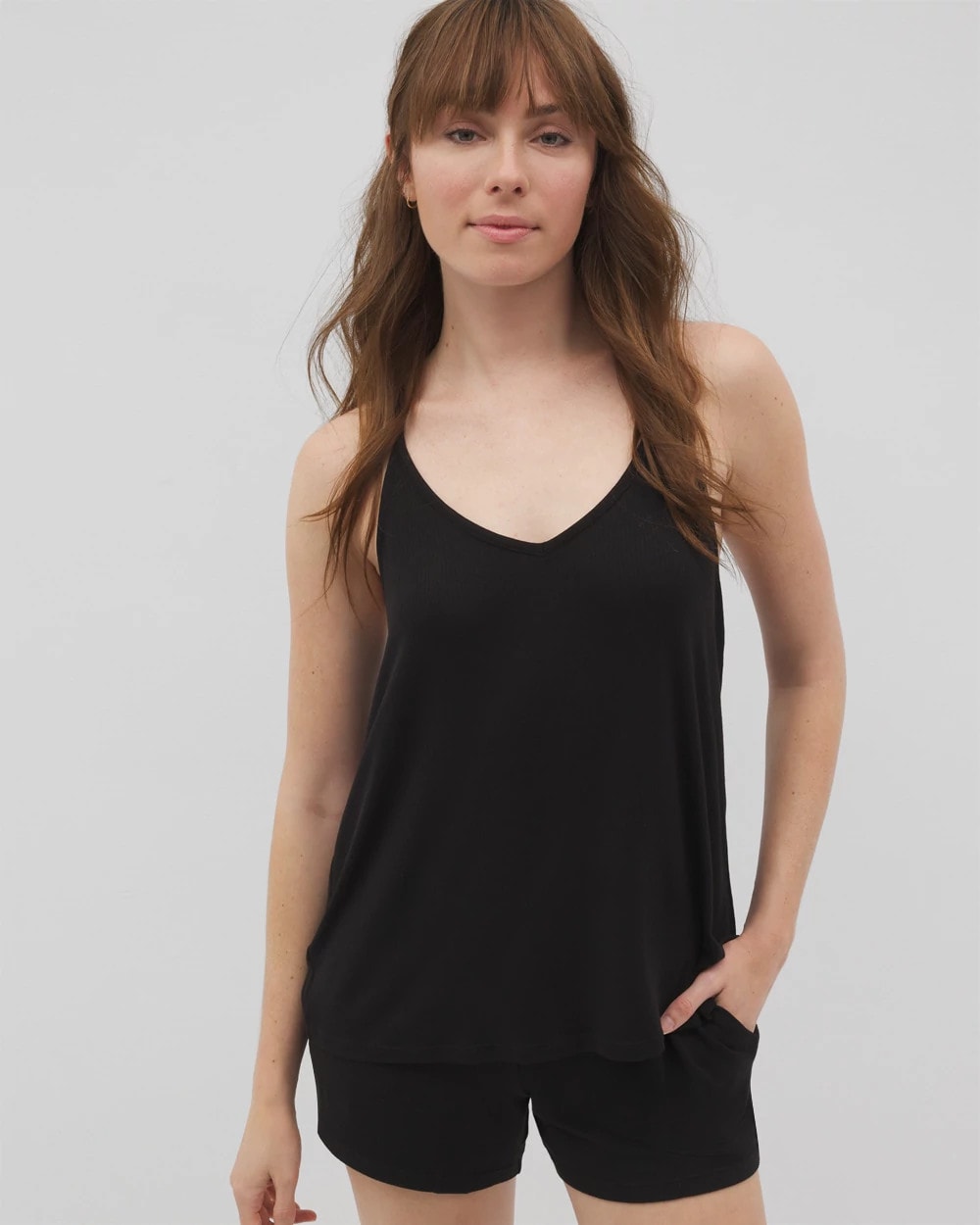Lightweight Rib Knit Pajama Cami - BLACK | Soma Women