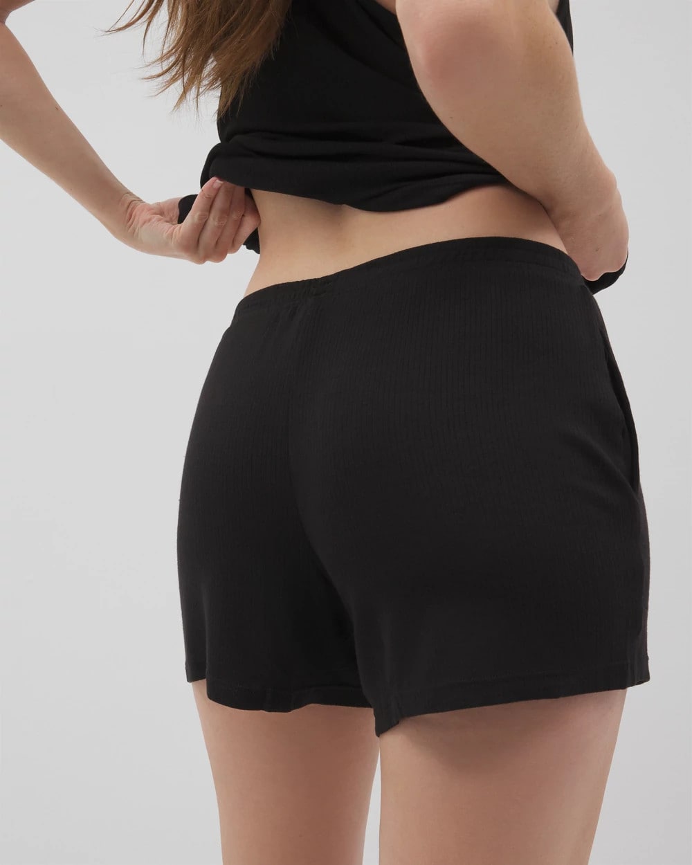 Lightweight Rib Knit Pajama Shorts - BLACK | Soma Women