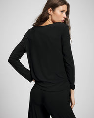 Long-Sleeve Pajama Top - BLACK | Soma Women