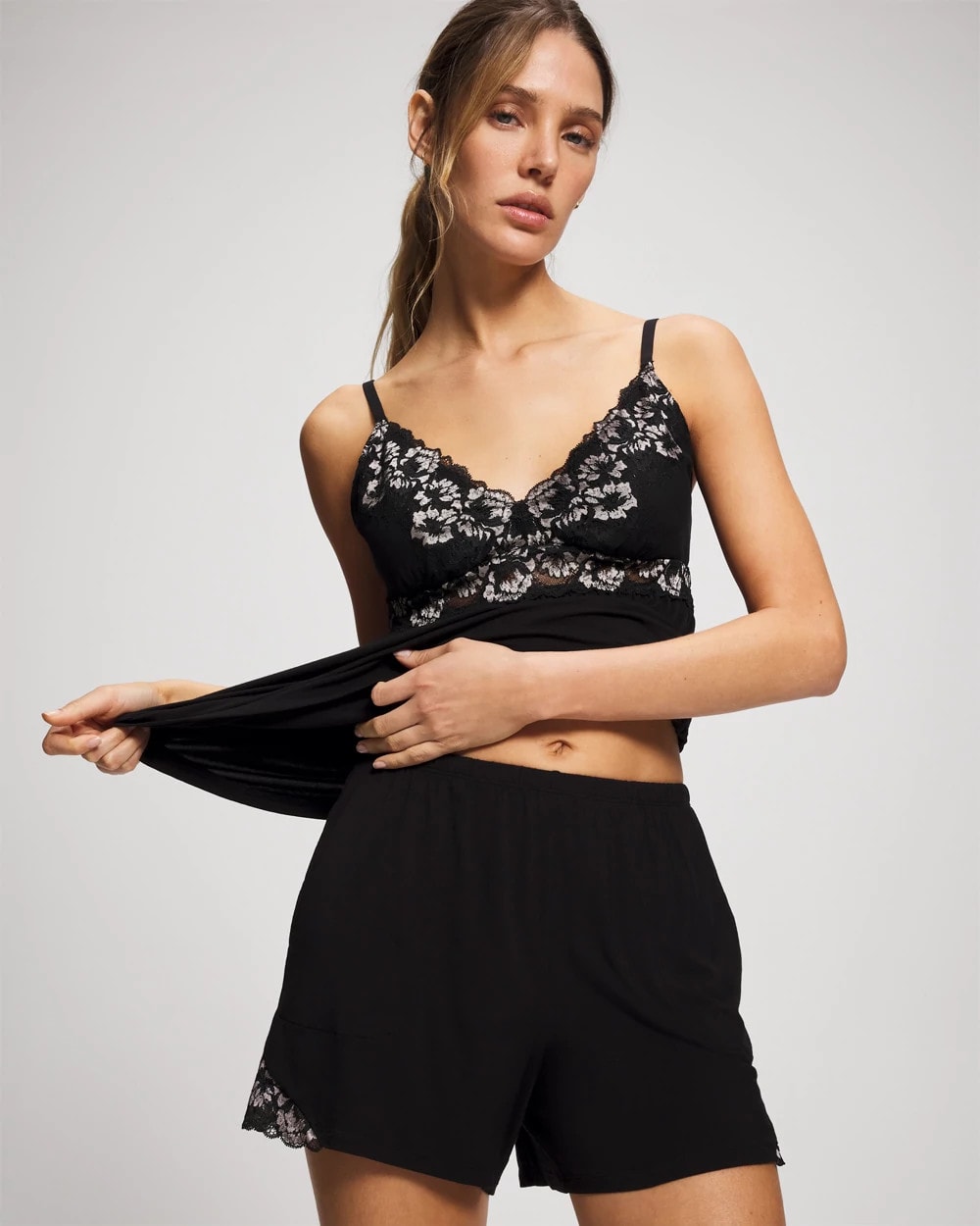 Lace Trim Shorts - BLACK | Soma Women