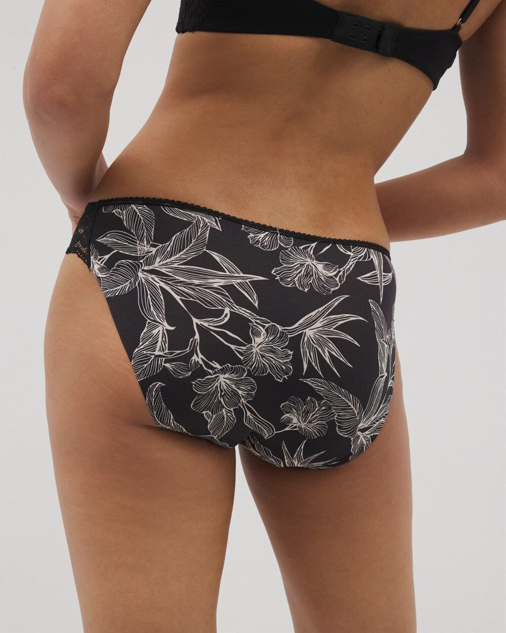Edge Bikini Panty with Lace - PLUMERIA BLOOMS BLK CH | Soma Women