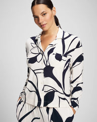 Long-Sleeve Notch Collar Pajama Top - NOUVEAU FLORA CHAMP | Soma Women