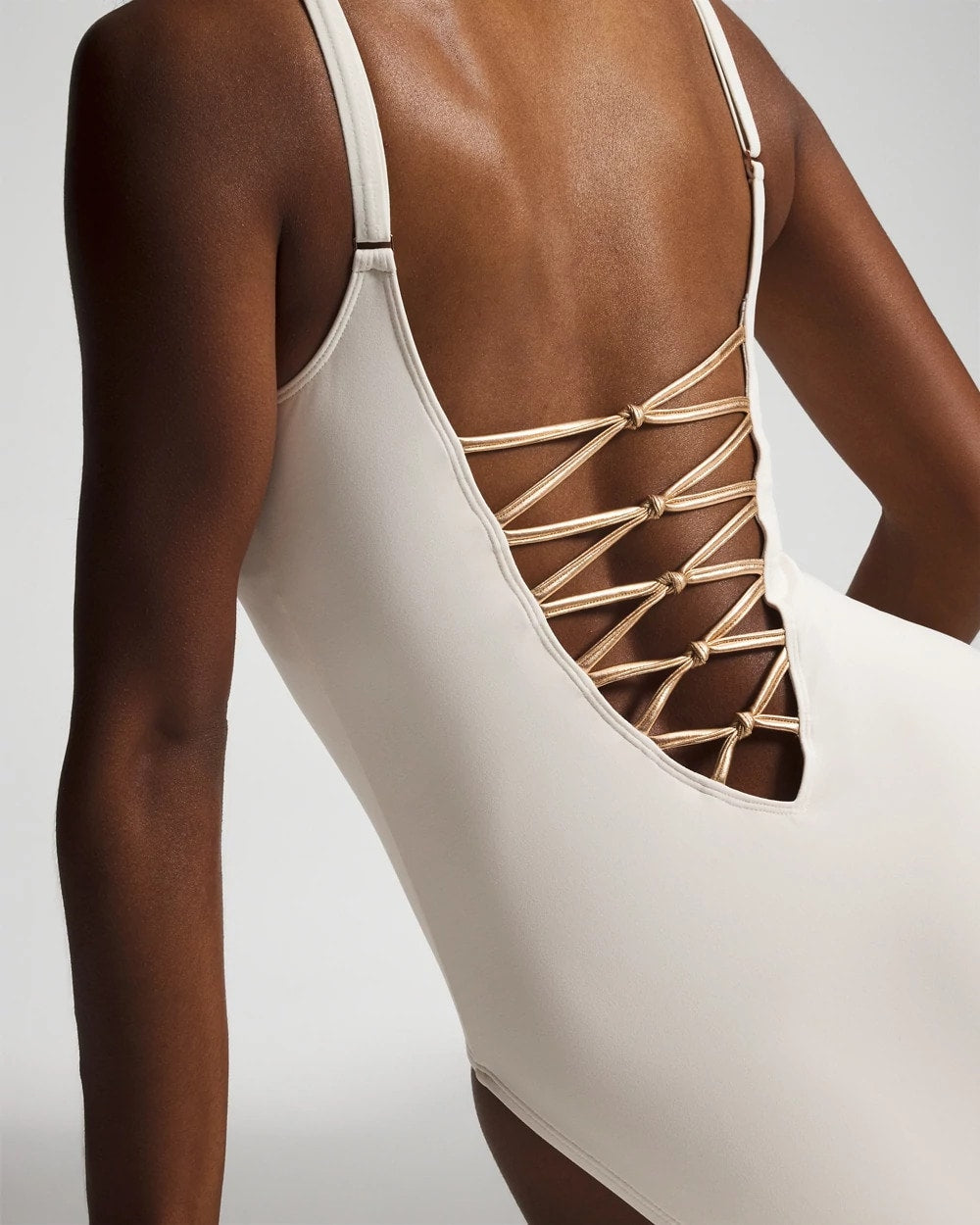 Let’s Get Knotty Lace-Down One-Piece Suit - COCONUT/ROSE GOLD | Soma Women