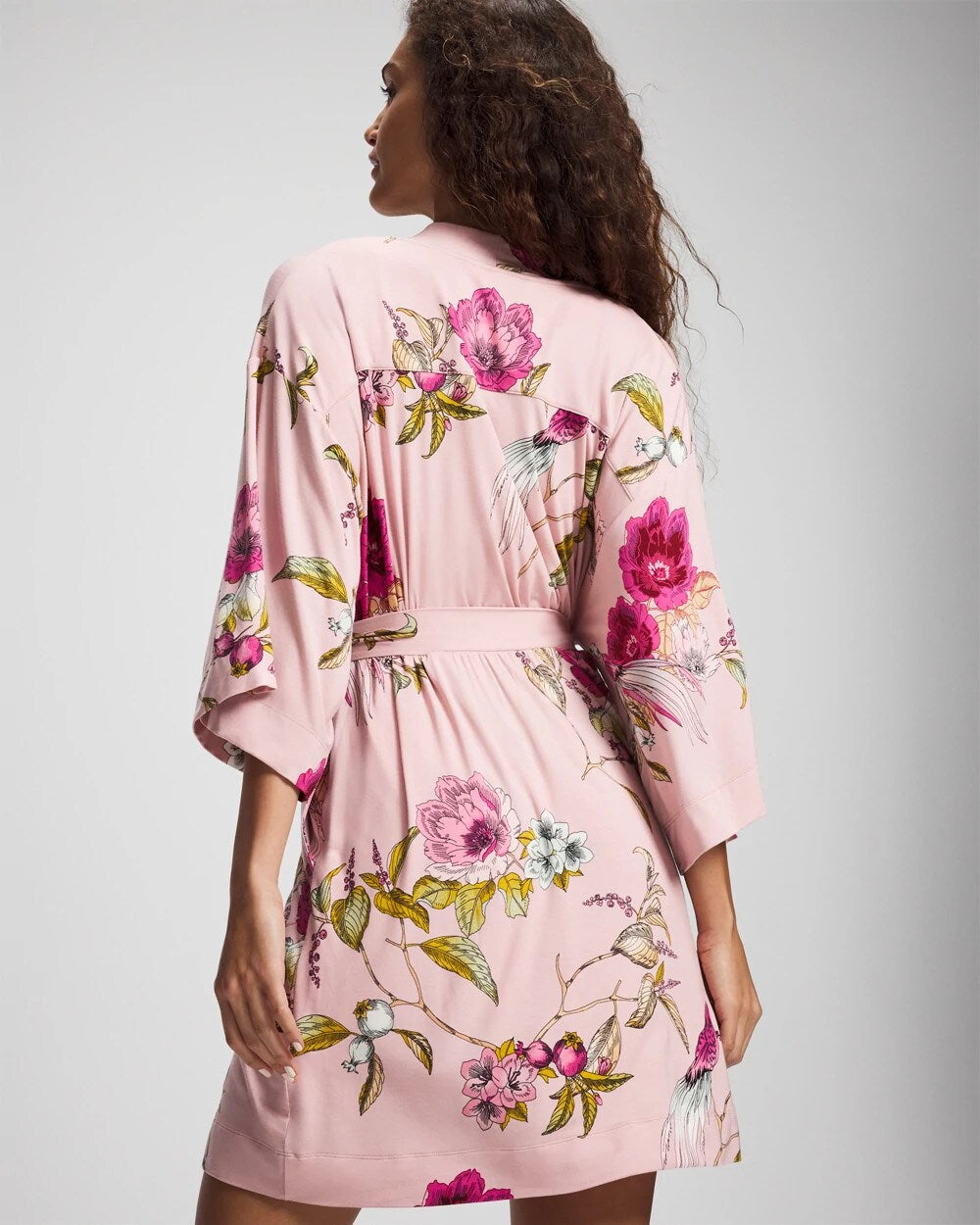 Kimono Short Robe - FEATHERED FANCY PINK | Soma Women