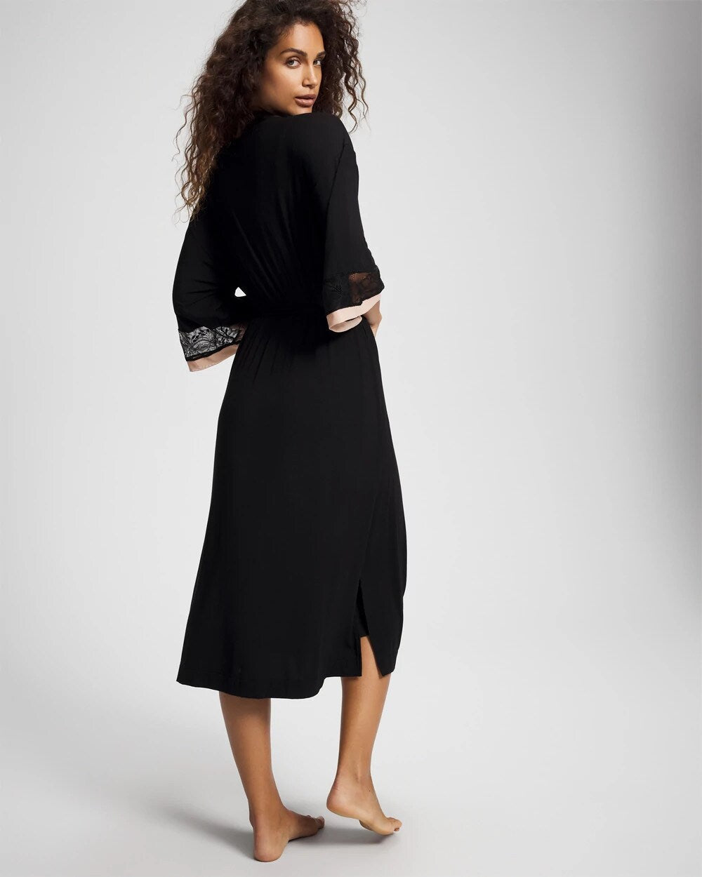Lace Midi Robe - BLACK | Soma Women