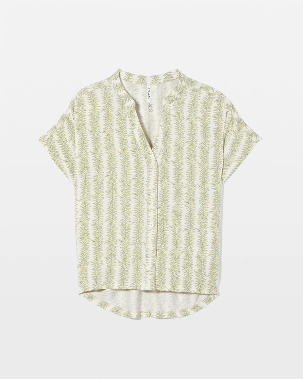 Mandarin Collar Short Sleeve Pajama Top - CHILL STRIPE CHAMPAGNE | Soma Women