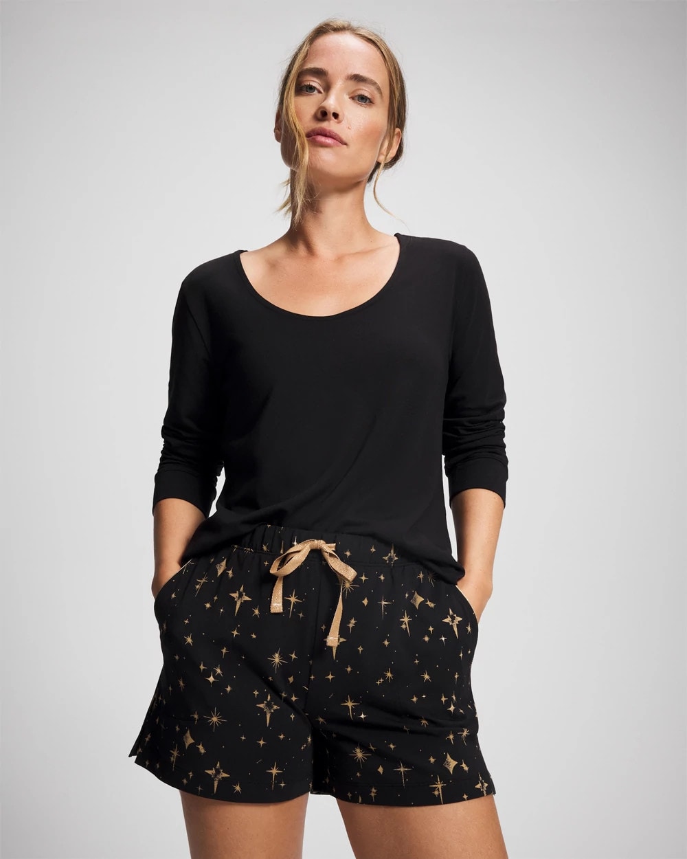 Pajama Shorts - STELLAR SCENE BLACK/FOIL | Soma Women