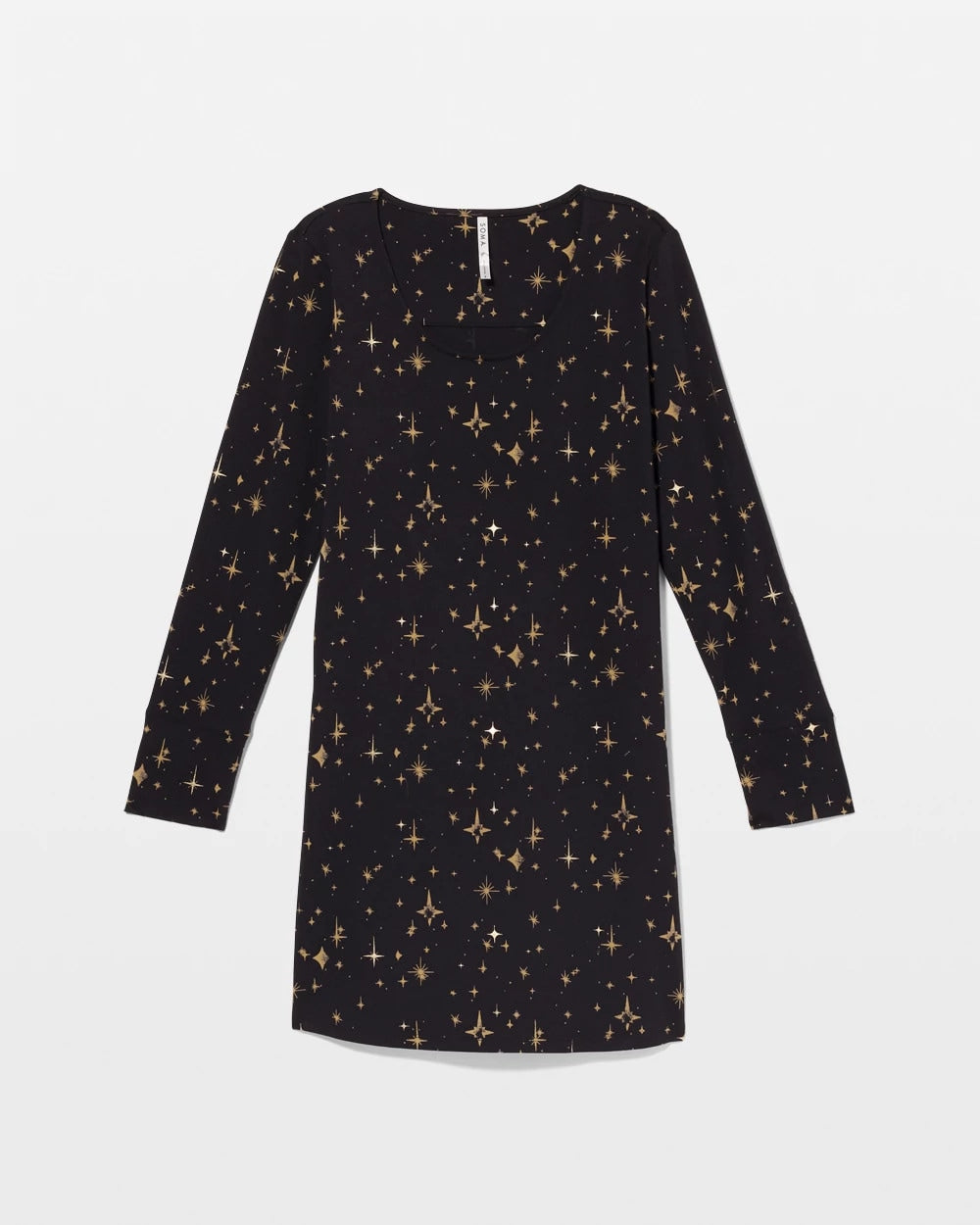 Long-Sleeve Sleepshirt - STELLAR SCENE BLACK/FOIL | Soma Women