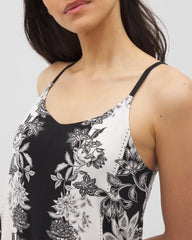 Flyaway Chemise - STAMPED FLORAL SCARF BLK | Soma Women