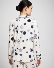 Cool Nights Long Sleeve Notch Collar with Piped Placket Pajama Top - CELESTIAL CHARMS CHAMP | Soma Women