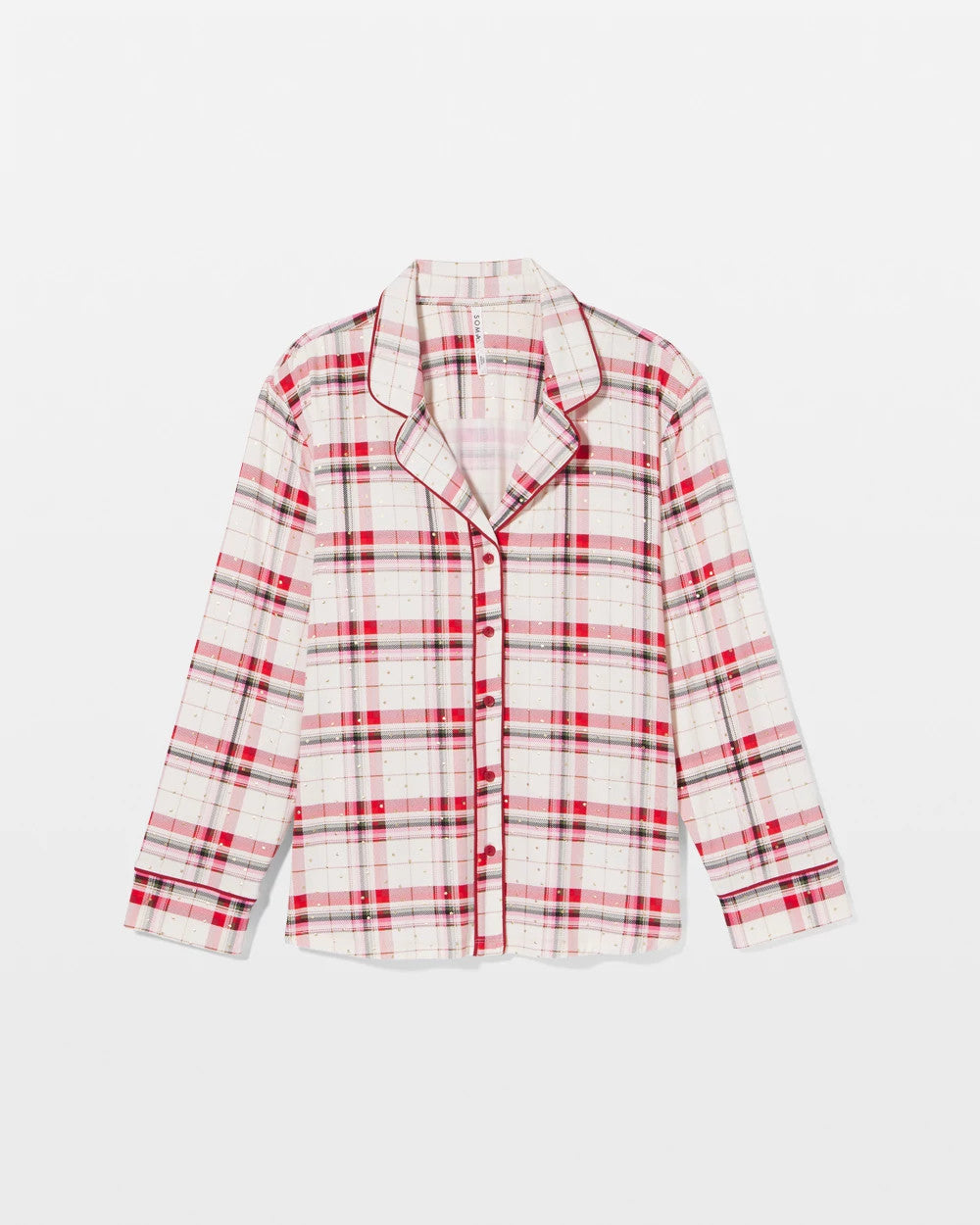 Cool Nights Long Sleeve Notch Collar with Piped Placket Pajama Top - TARTAN TEXTILE CHAMP | Soma Women