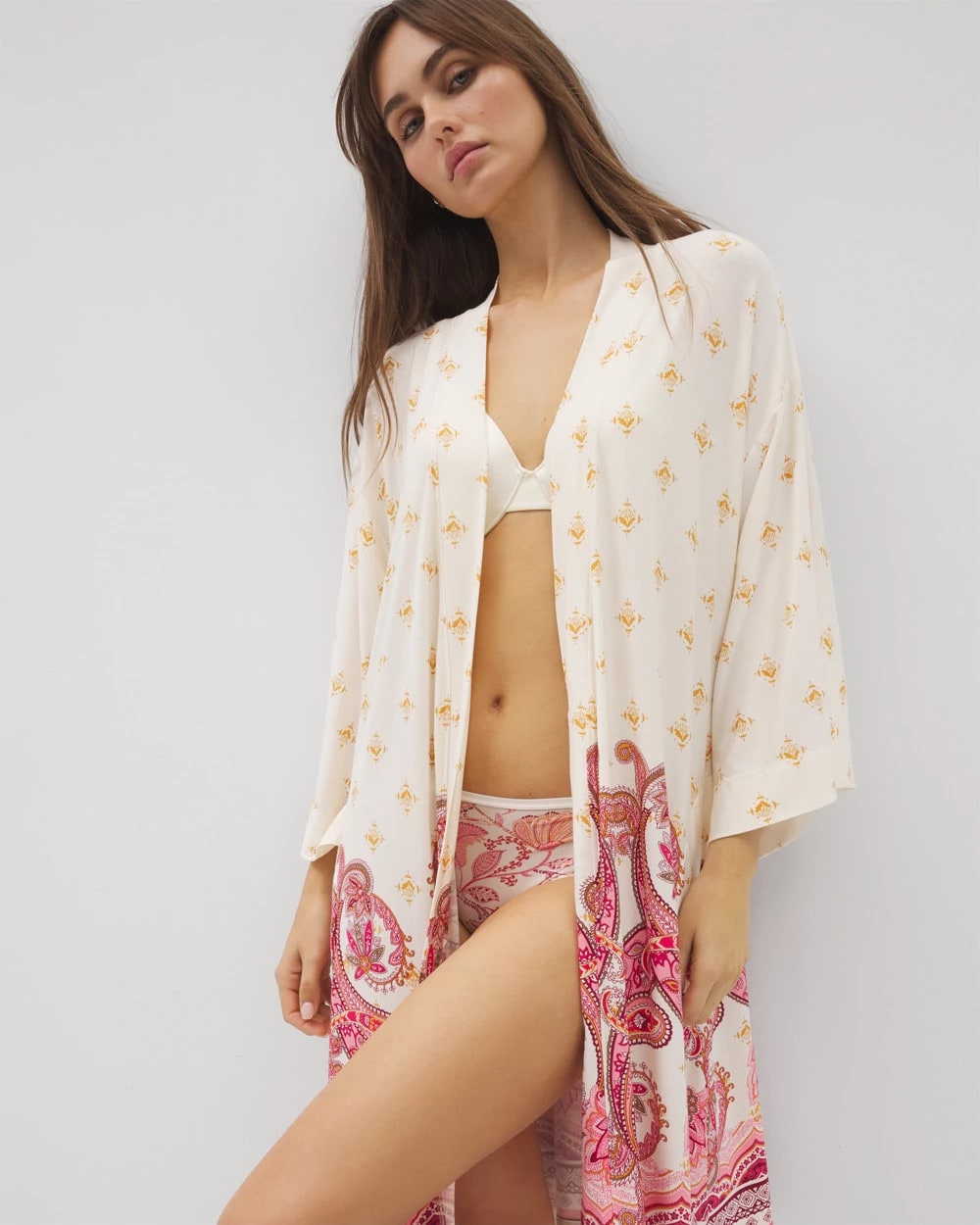 Kimono Short Robe - KASHMIR PAISLEY PLCD CH | Soma Women
