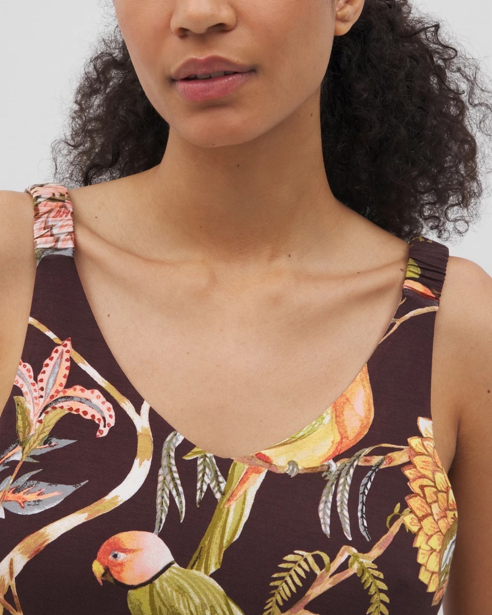 Shirred Strap Pajama Tank - PARROT-DISO PLUME G PLUM | Soma Women