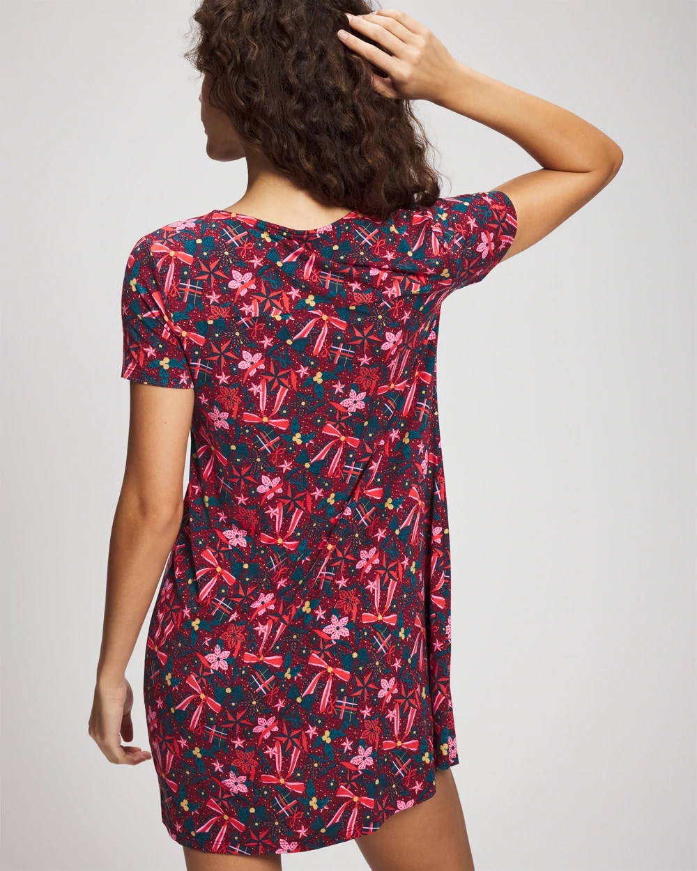 Short Sleeve Sleepshirt - HOLLY JOLLY RED VELVET | Soma Women