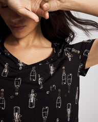 Short Sleeve Sleepshirt - CHAMPAGNE POP BLACK/FOIL | Soma Women