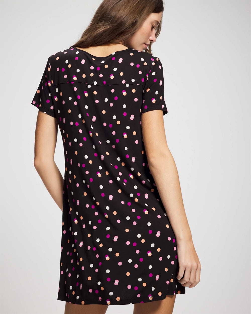 Short Sleeve Sleepshirt - DANCING DOTS BLACK | Soma Women
