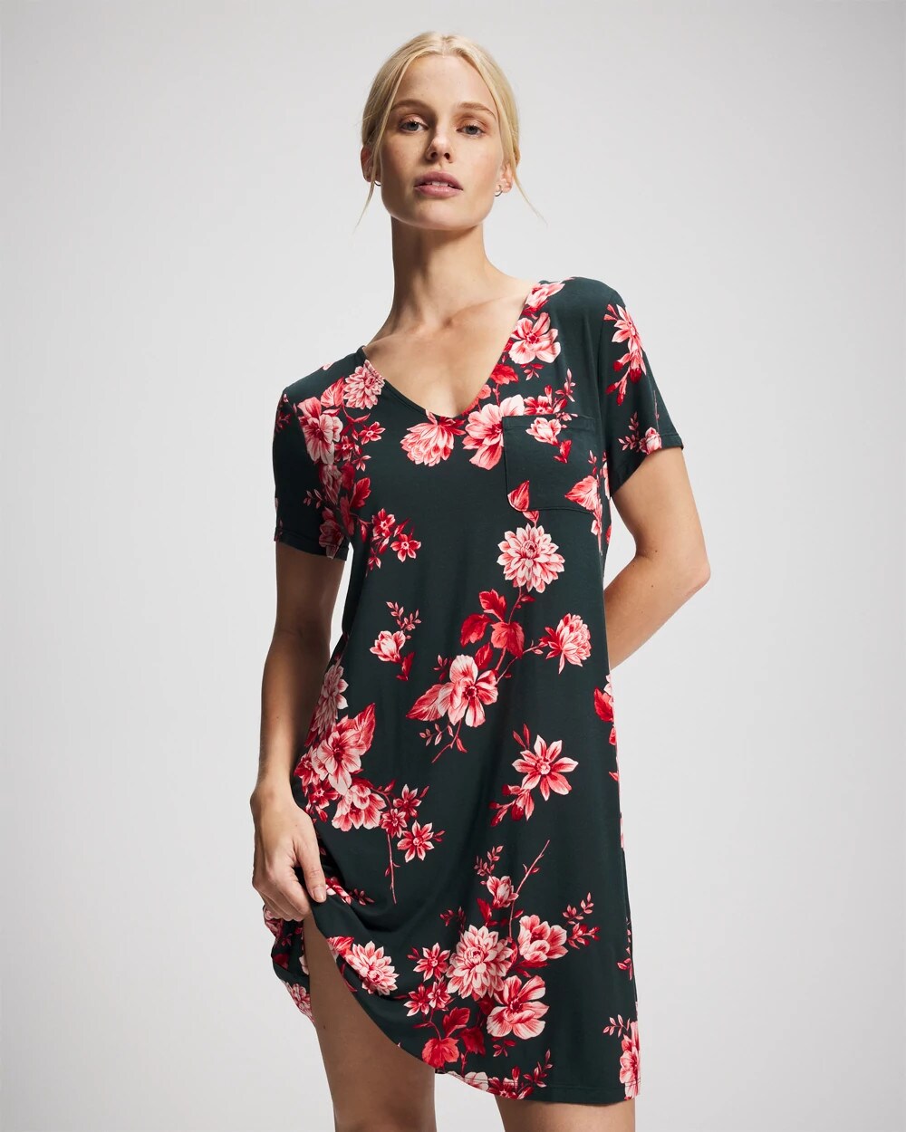 Short Sleeve Sleepshirt - COTTAGE FLORAL GREEN | Soma Women