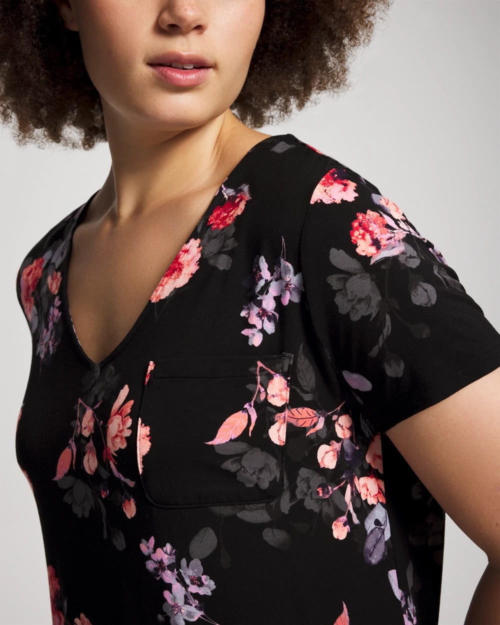 Short Sleeve Sleepshirt - FLORAL DREAMS BLACK | Soma Women