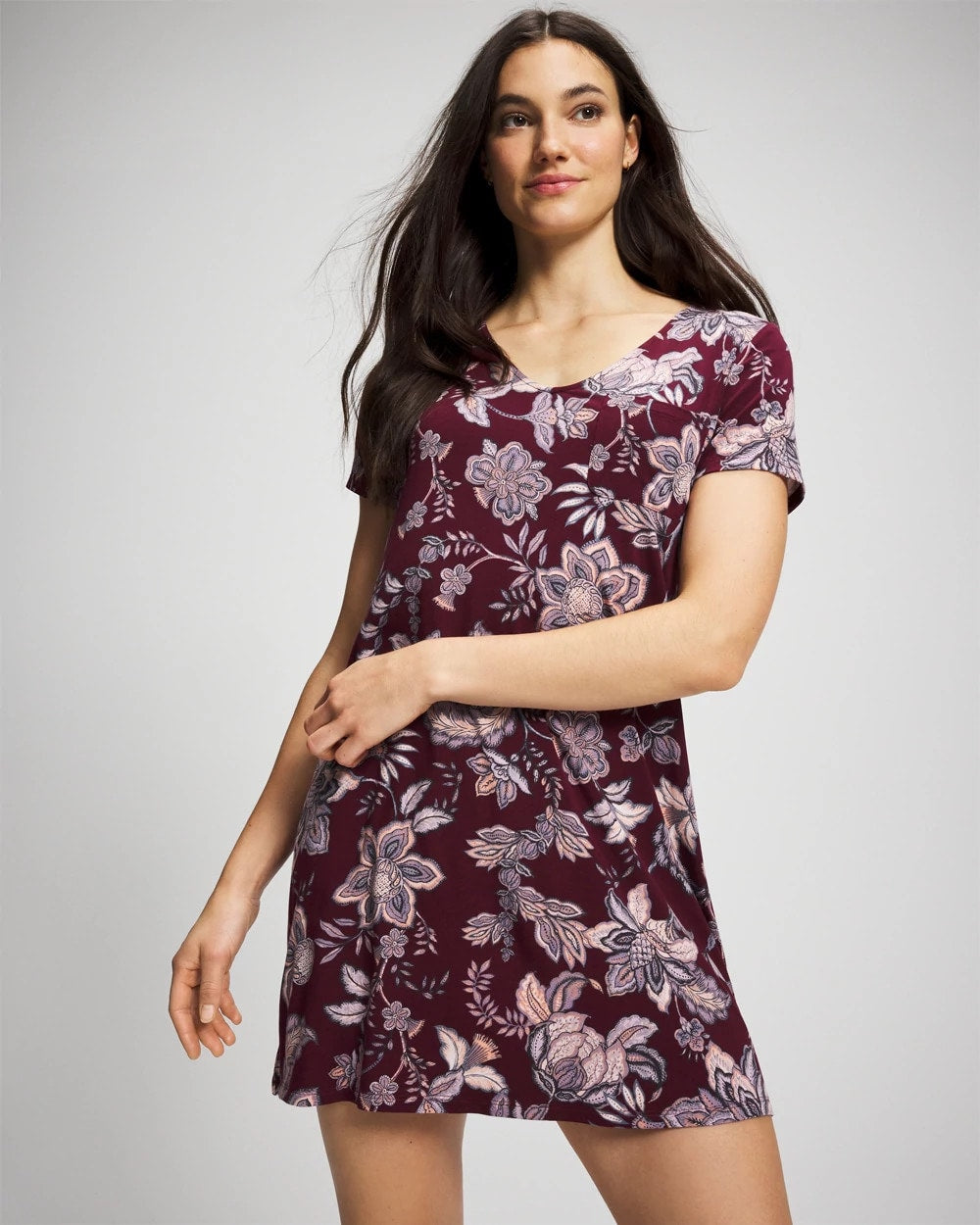 Short Sleeve Sleepshirt - PAISLEY SPLENDOR PLUM | Soma Women
