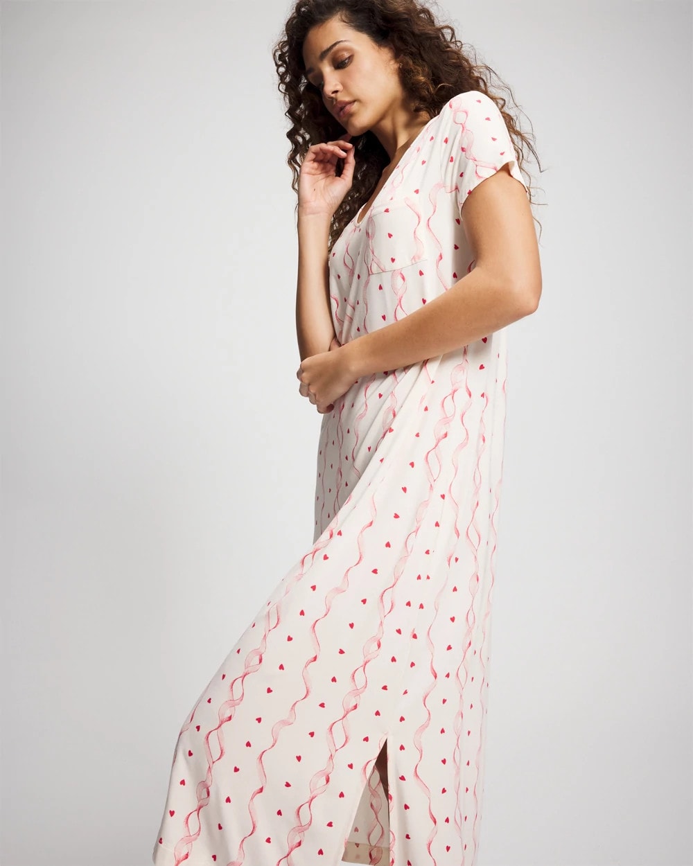 Short Sleeve Long Sleepshirt - COQUETTE VALENTINE CHAMP | Soma Women