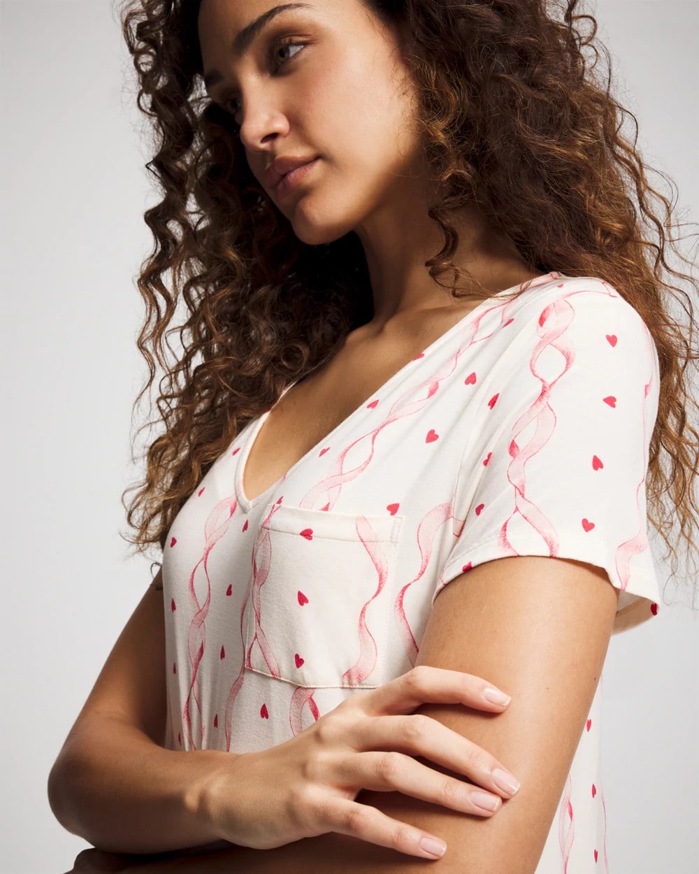 Short Sleeve Long Sleepshirt - COQUETTE VALENTINE CHAMP | Soma Women