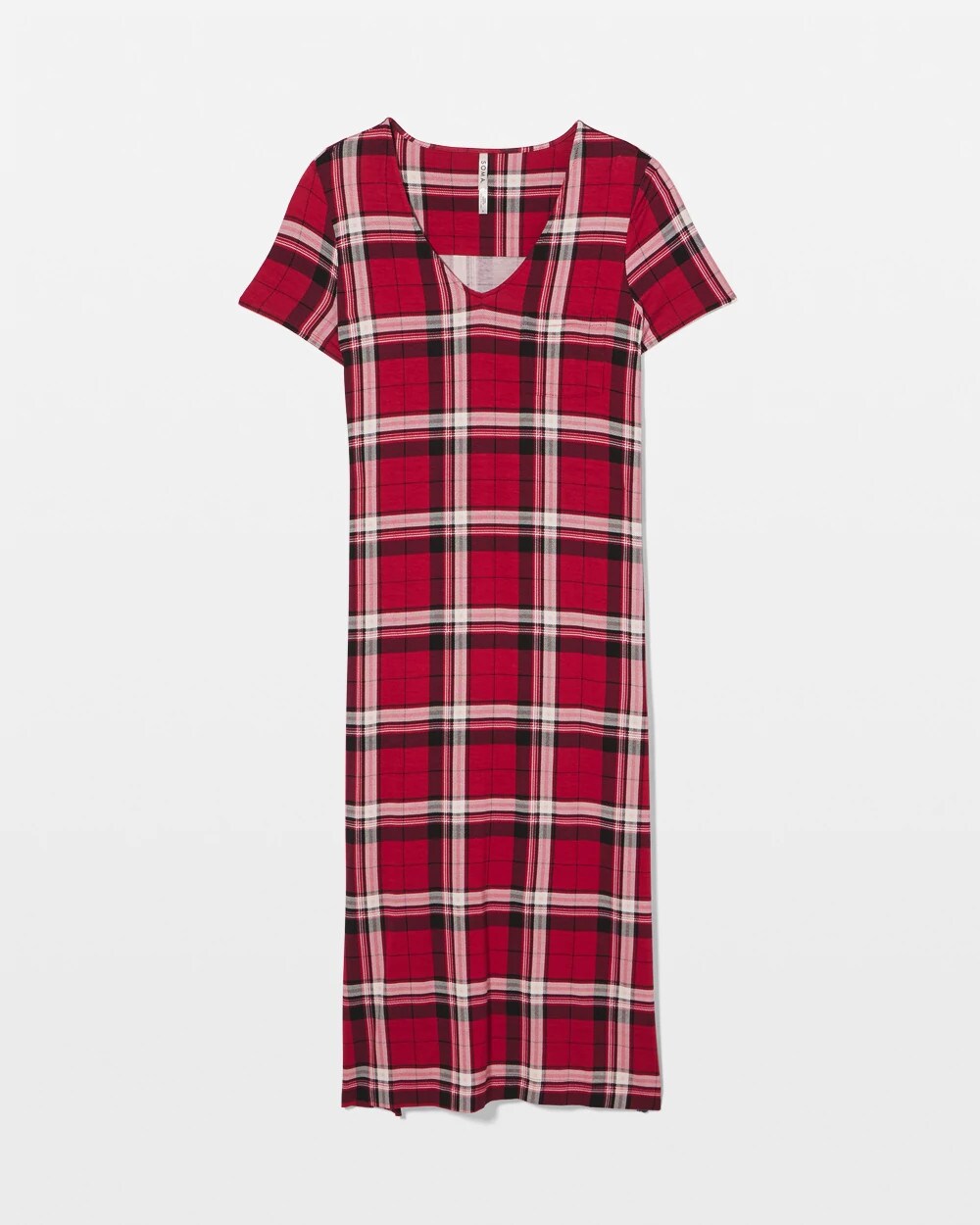 Short Sleeve Long Sleepshirt - PERFECT PLAID RED | Soma Women