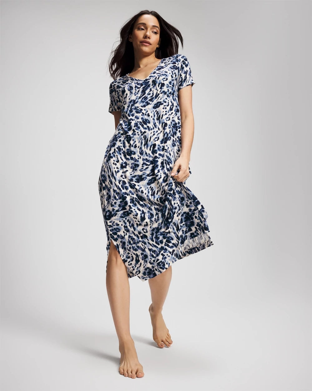 Short Sleeve Long Sleepshirt - LOVELIEST LEOPARD PARCH M | Soma Women