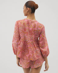 Cotton Voile Long Sleeve Pajama Top - SHOW OFF PAISLEY P GUAVA | Soma Women