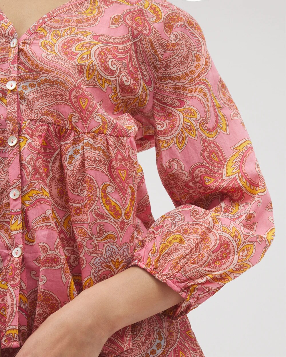 Cotton Voile Long Sleeve Pajama Top - SHOW OFF PAISLEY P GUAVA | Soma Women
