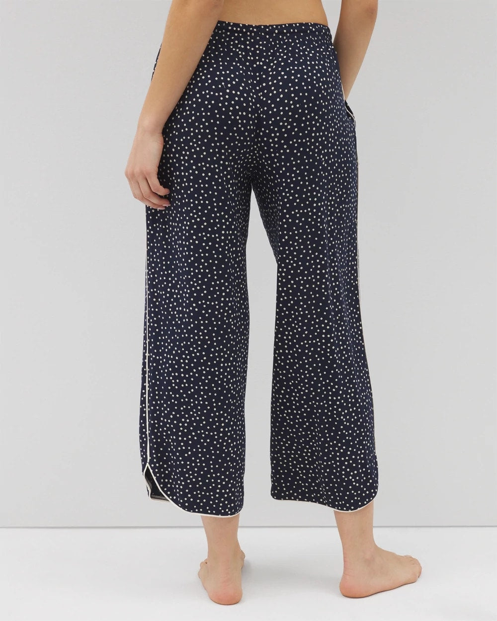 Piped Crop Pajama Pants - DOT OBSESSED NAVY | Soma Women