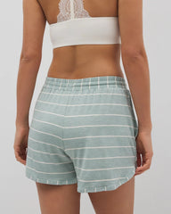 Curved Hem Pajama Shorts - MINDFUL STRIPE HTHR JADE | Soma Women