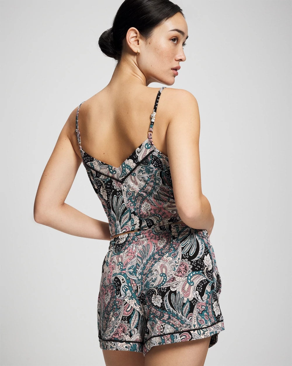 Relaxed Piped Pajama Short - REGAL PAISLEY BLACK | Soma Women