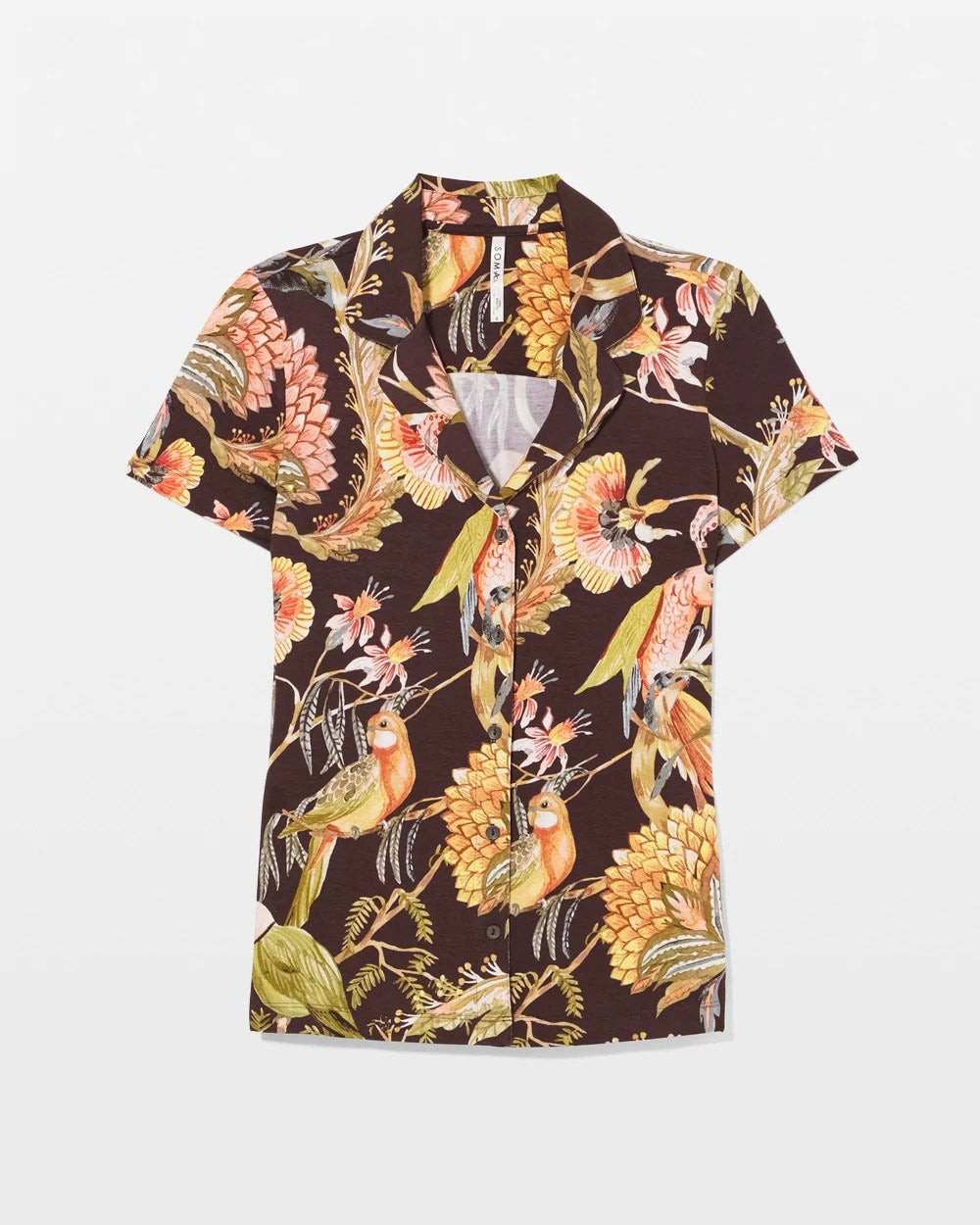 Short Sleeve Notch Collar Pajama Top - PARROT-DISO PLUME G PLUM | Soma Women