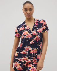 Short Sleeve Notch Collar Pajama Top - PARTY LIKE A FLOCK STAR N | Soma Women